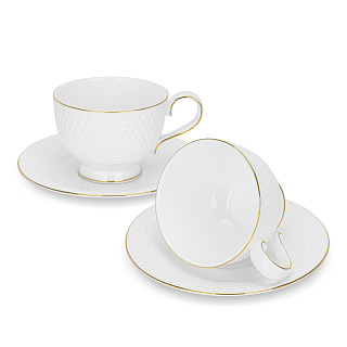 Set of cups NOEMI 200 ml x 2 pcs. with saucers (New bone china)