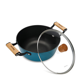 Stockpot SEAGREEN 24x11 cm / 4 LTR with glass lid (enamelled lightweight cast iron with non-stick coating)