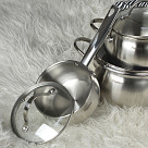 Saucepan MARTINEZ 14x7 cm / 1.1 LTR with glass lid (stainless steel)