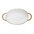 Serving dish 34.2x18.7х6.5 cm with metal stand (porcelain)