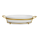 Serving dish 36.2x23.2х7.3 cm with metal stand (porcelain)
