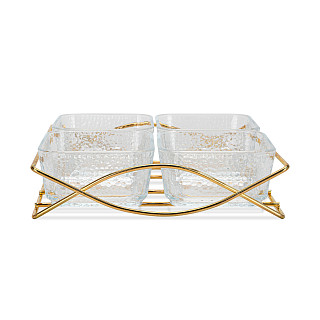 Set of bowls 4 pcs. in a metal stand, art. 16393