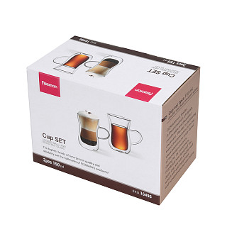 Set of 2 Double Wall Cups 150 ml (Borosilicate Glass)