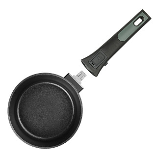 Katliņš ar garo rokturi BRILLIANT 16x7,5 cm/1300 ml ar noņemamu rokturi un stikla vāku (alumīnij)