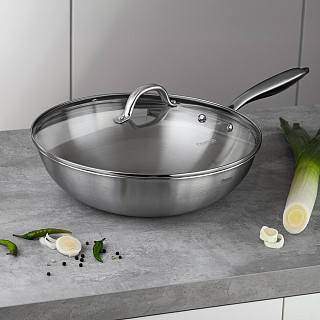 WOK panna AETERNUM 32х9 cm ar stikla vāku (ner. tēr.)