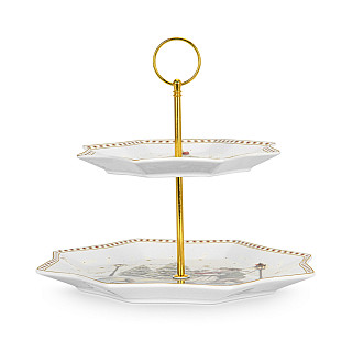 Divstāvu augļu trauks MIRACLE (jaunais kaula porcelāns)