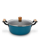 4015 FISSMAN Stockpot SEAGREEN 28x12 cm / 6 LTR with glass lid (enamelled lightweight cast iron with non-stick coating)