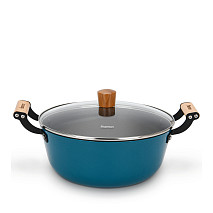 4015 FISSMAN Stockpot SEAGREEN 28x12 cm / 6 LTR with glass lid (enamelled lightweight cast iron with non-stick coating)