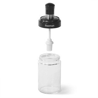 Oil bottle 250 ml with silicone brush (glass)