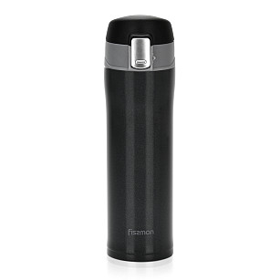 Double wall vacuum travel mug 450 ml Black color (stainless steel)