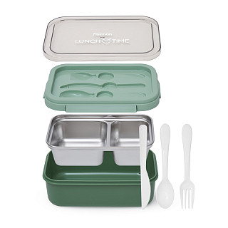 2-compartment lunch box 800 ml / 20.5 × 13.5 × 7.8 cm (plastic)