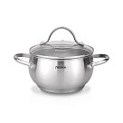 Stockpot MARTINEZ 18x10 cm / 2.5 LTR with glass lid (stainless steel)