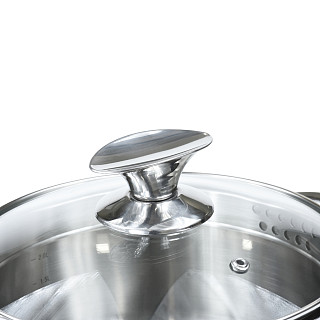 Stockpot ELEGANCE 18x9 cm / 2.2 LTR with glass lid, pouring lip and lid strainer (stainless steel)