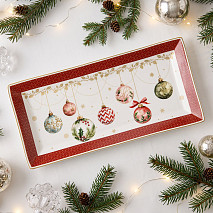 Stačiakampė lėkštė CHRISTMAS BALLS 30,5x15 cm (naujasis kaulinis porcelianas)