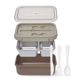 2-compartment lunch box 800 ml / 20.5 × 13.5 × 7.8 cm (plastic)