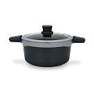 Stockpot Luxuria 24x12 cm / 4.5 LTR with glass lid with induction bottom (aluminium with non-stick coating)