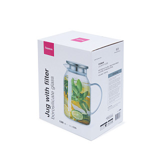 1,5 l vandens ąsotis (karščiui atsparus stiklas), art. 6586