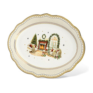 Ovali lėkštė CHRISTMAS EVE 35x25 cm, aukso spalvos (naujasis kaulinis porcelianas)
