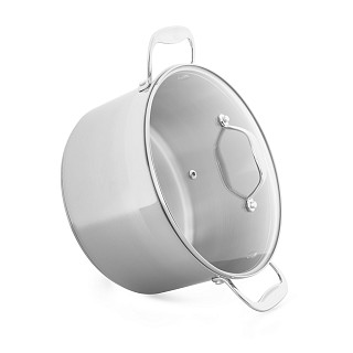 Stockpot PLATINO 24x13.5 cm / 5.7 LTR with glass lid (stainless steel)
