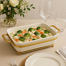 Serving dish 35x20.5х7.4 cm with metal stand (porcelain)