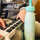 Double wall vacuum bottle Bear 450 ml (stainless steel), light green