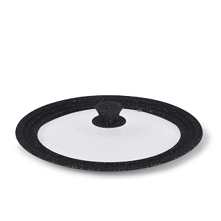 Multi-size lid TRIPLEX 26/28/30 cm with Black marble silicone rim (glass)