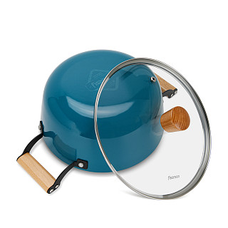 4015 FISSMAN Stockpot SEAGREEN 28x12 cm / 6 LTR with glass lid (enamelled lightweight cast iron with non-stick coating)