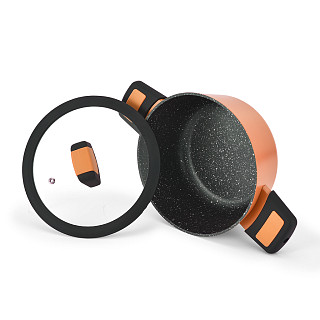 Stockpot BOOM 24x11.5 cm / 4.2 LTR with glass lid and induction bottom ORANGE