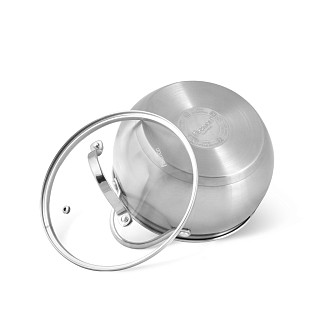 Stockpot MARTINEZ 18x10 cm / 2.5 LTR with glass lid (stainless steel)