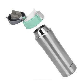 Double wall vacuum travel mug 450 ml, Green color (stainless steel)