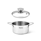 BAMBINO Mini cooking pot with glass lid 14x6.0 cm / 0.9 LTR (stainless steel)