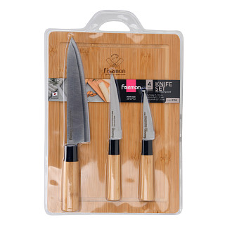 Set of knives with cutting board 4 pr. (420J2 steel)