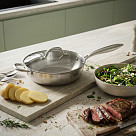 Deep frying pan AETERNUM 24х7 cm with glass lid (stainless steel)