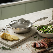 Deep frying pan AETERNUM 24х7 cm with glass lid (stainless steel)