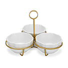 Bļodiņu komplekts metāla statīvā 3 gab. 21x21x16,7 cm (porcelāns)
