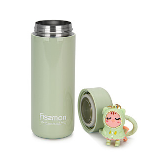 Double wall vacuum flask 380 ml green (stainless steel), art. 9860