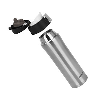 Double wall vacuum travel mug 450 ml, Black color (stainless steel)