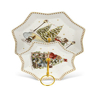 Divstāvu augļu trauks MIRACLE (jaunais kaula porcelāns)