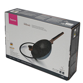 Wok keptuvė DIAMOND 28x8 cm / 3,6 l su stikliniu dangčiu