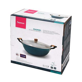 Stockpot SEAGREEN 24x11 cm / 4 LTR with glass lid (enamelled lightweight cast iron with non-stick coating)