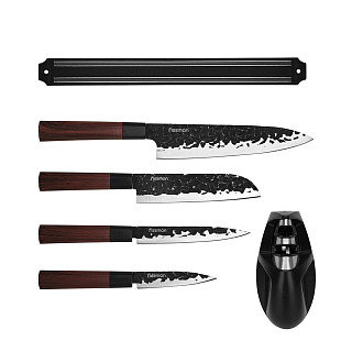 6-piece knife set KENDO with magnetic strip and sharpener