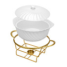 Chafing dish 28.8x21.5х15.2 cm with lid and metal stand (porcelain)