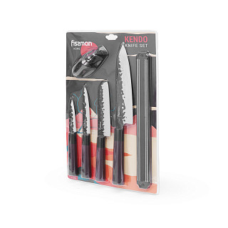 6-piece knife set KENDO with magnetic strip and sharpener