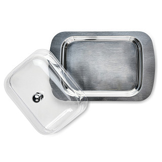 Butter dish with plastic lid 18x12x7 cm (stainless steel)