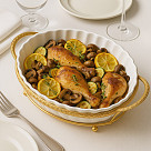 Serving dish 34.2x18.7х6.5 cm with metal stand (porcelain)