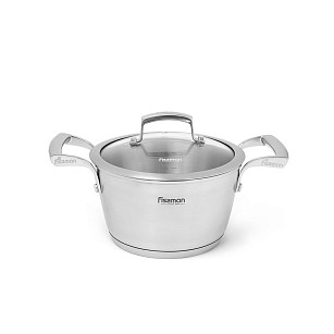 Stockpot MILLENIUM 16x9 cm / 1.5 LTR with glass lid (stainless steel)