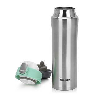 Double wall vacuum travel mug 450 ml, Green color (stainless steel)