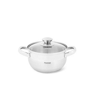 Stockpot PRIME 14x8.5 cm / 1.3 LTR with glass lid (stainless steel)