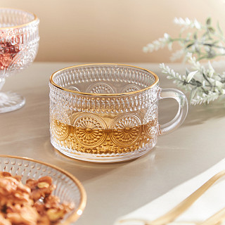 Кружка 400 мл с золотым ободком (жаропрочное стекло)