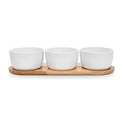 Bļodiņu komplekts koka statīvā 3 gab. 28,5x9,5x6,1 cm (porcelāns)